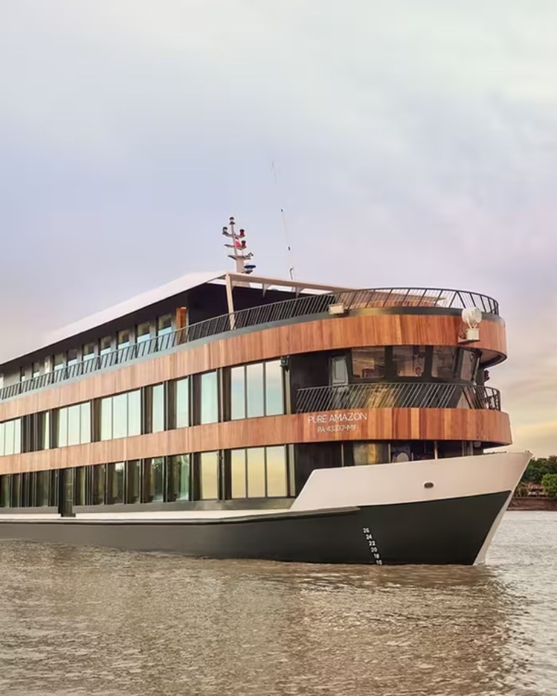 The river ship Pure Amazon at dusk