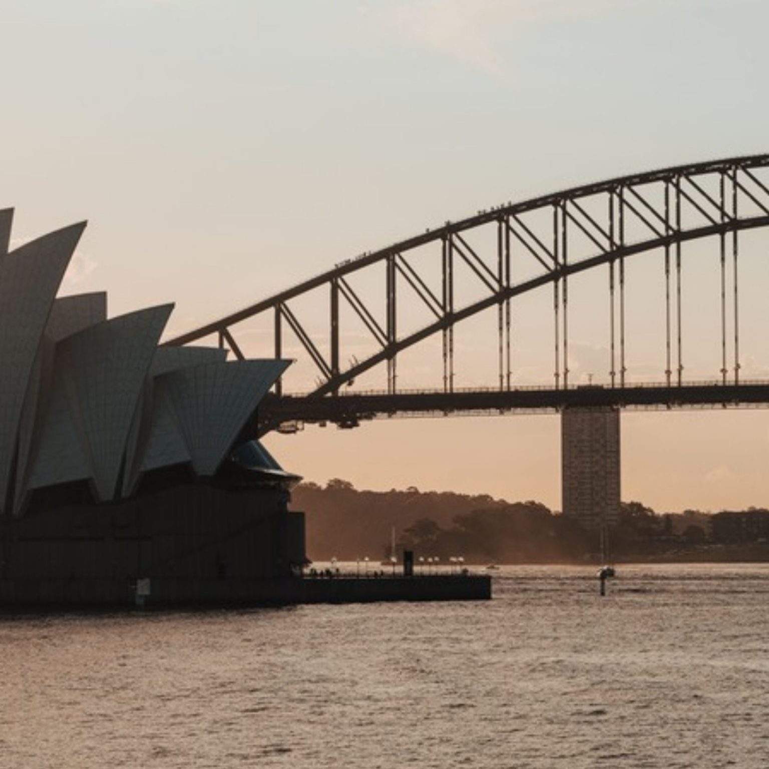 Sydney Opera House and Harbour Bridge at sunset