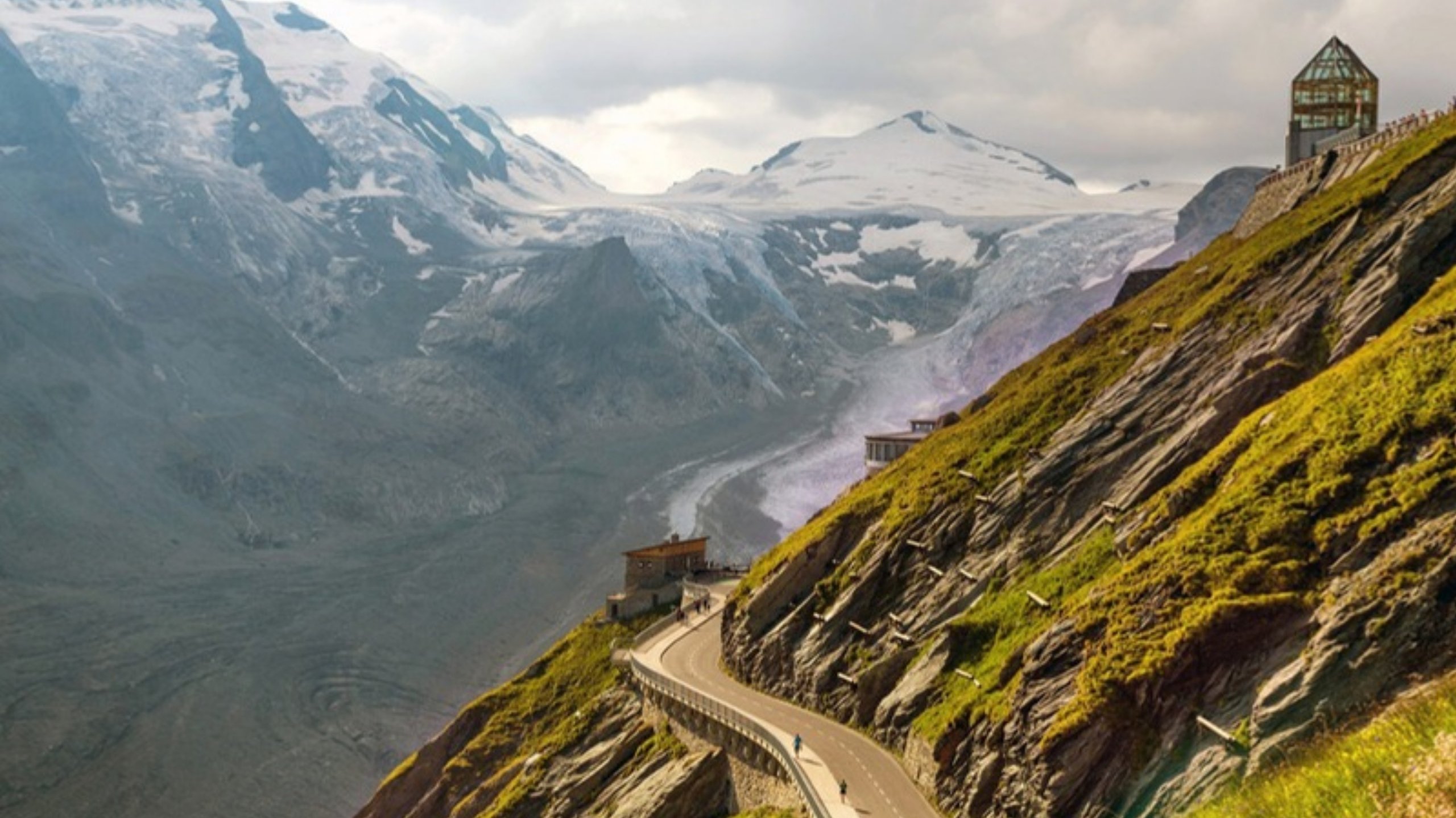 The Grossglockner High Alpine Road above the Pasterze glacier