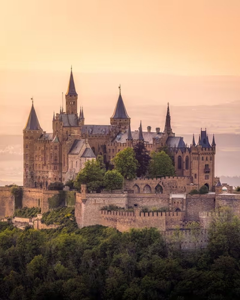 Hohenzollern Castle in Germany at sunrise