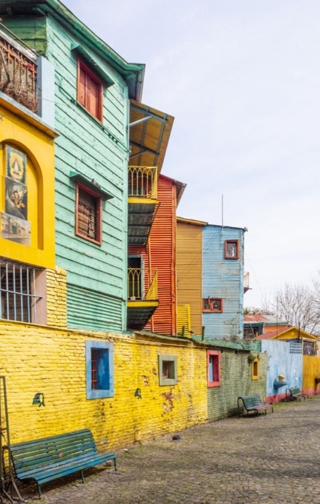 Brightly painted houses along Caminito in La Boca