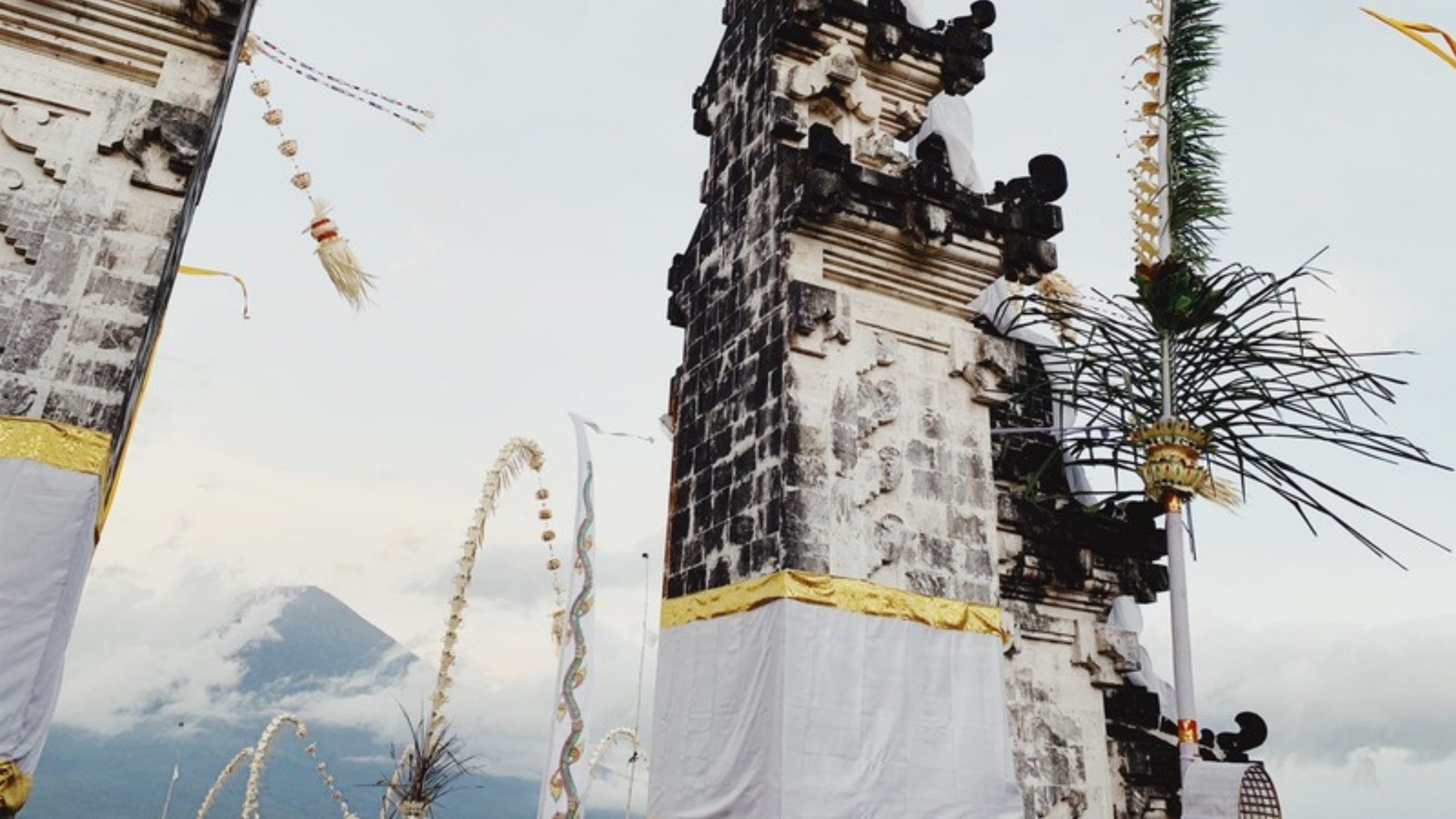 Balinese temple gates framing Mount Agung