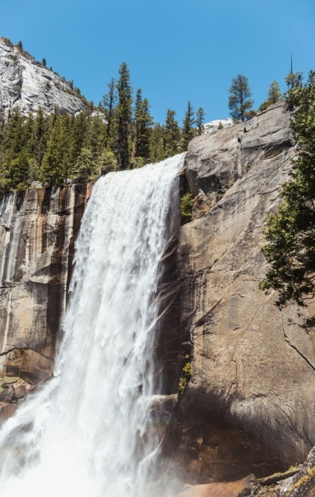 Vernal Fall pouring over granite in Yosemite National Park