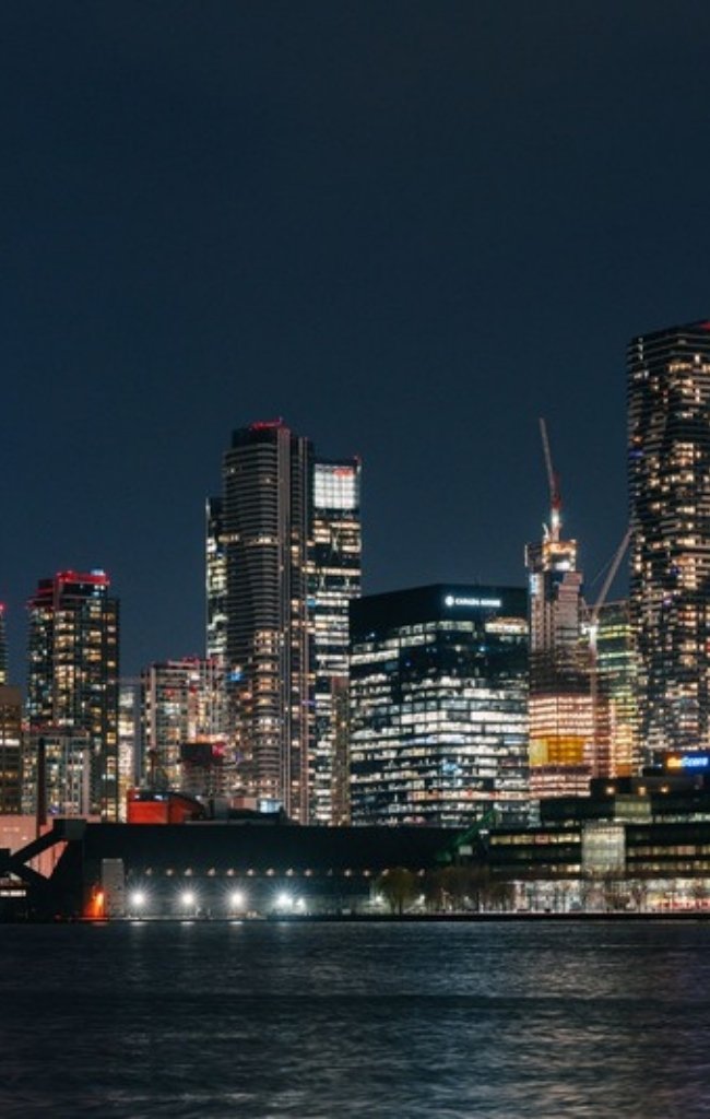 The Toronto skyline lit up at night