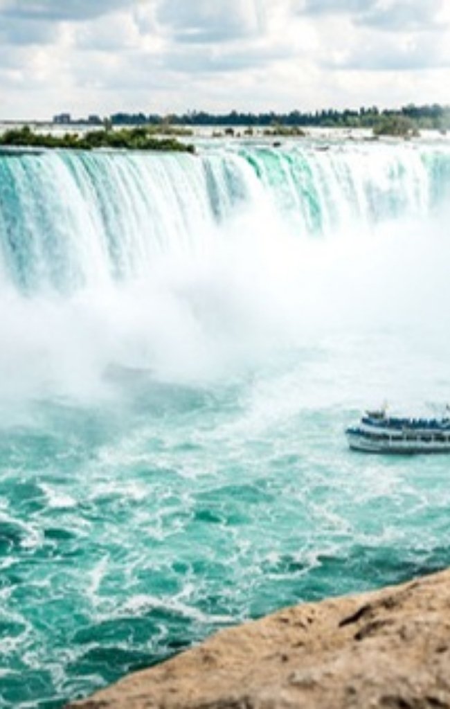 A tour boat below Niagara Falls