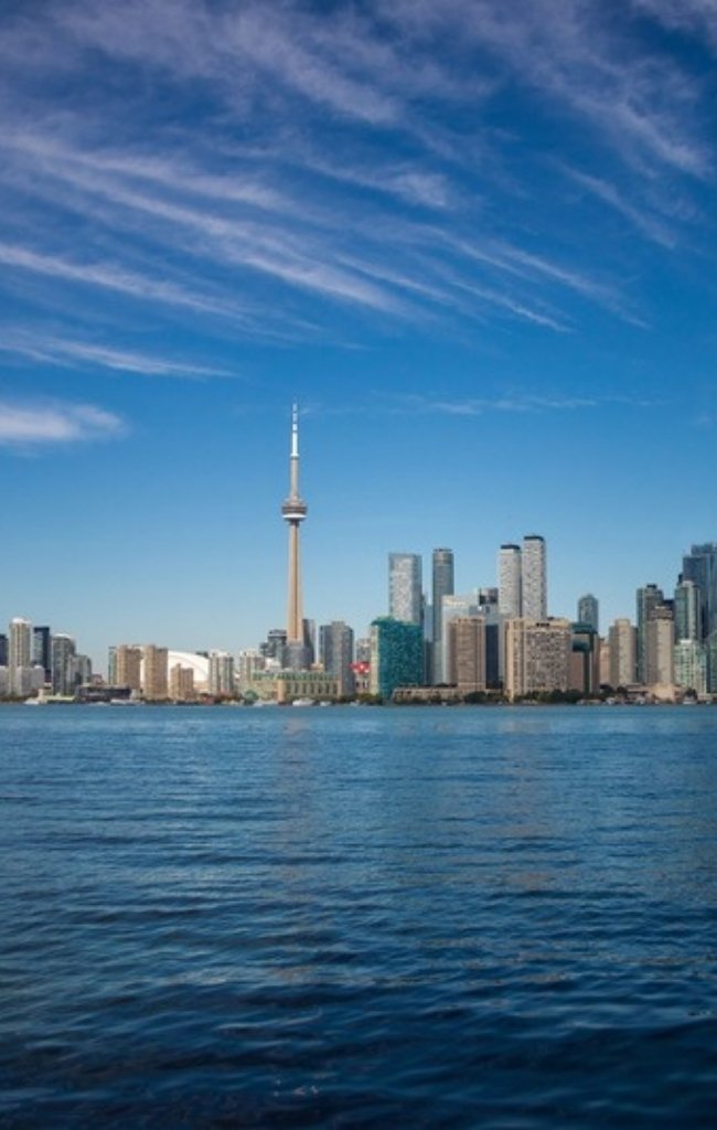 The Toronto skyline and CN Tower across the waterfront