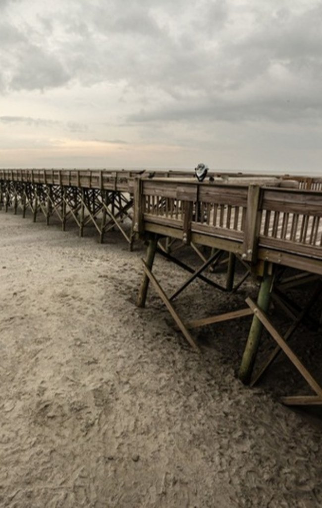 The long wooden pier at Folly Beach