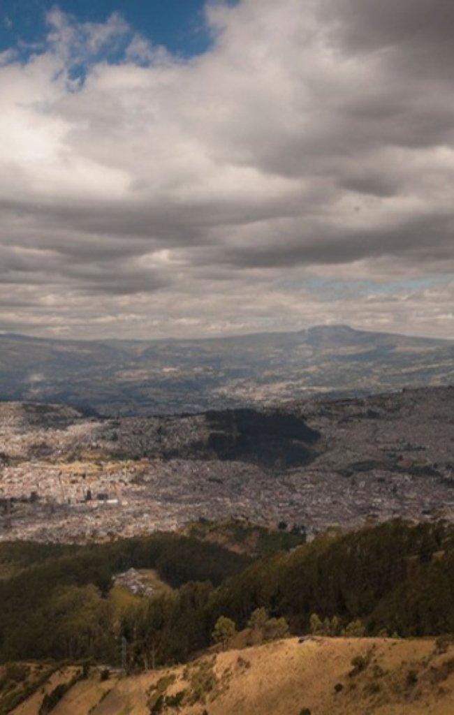 Bogotá stretching across the high plateau below the Andes