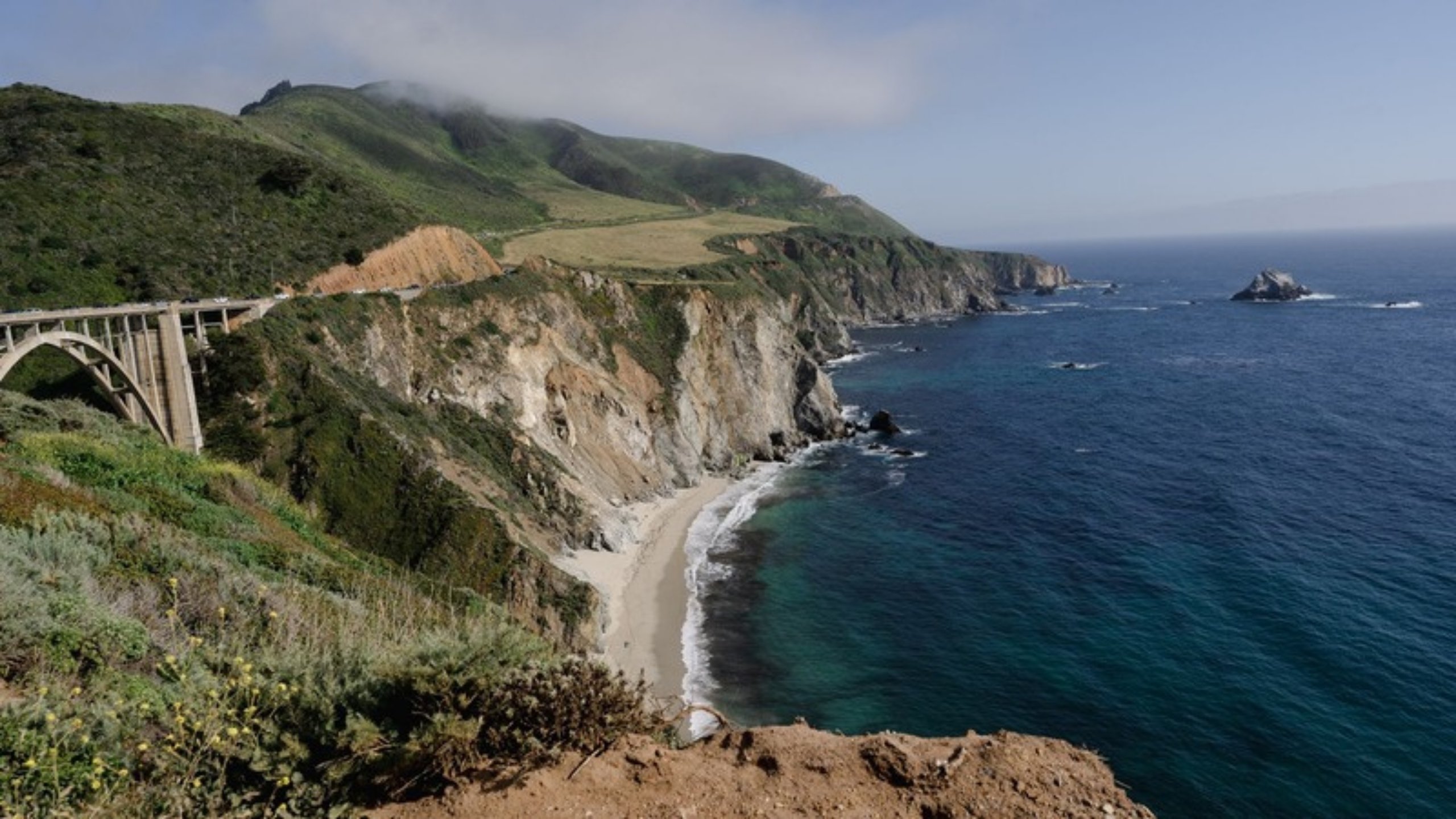 Bixby Creek Bridge and the Big Sur coastline above the Pacific