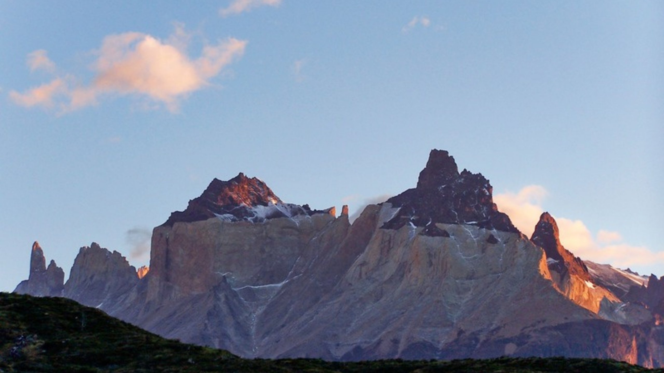 The granite towers of Torres del Paine at sunrise in Patagonia