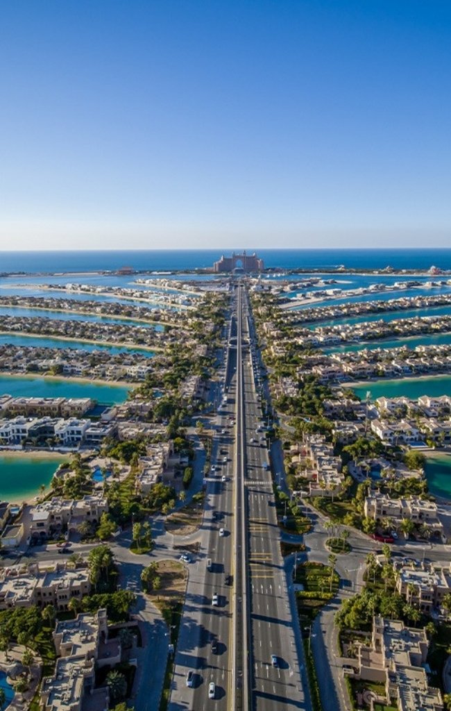Aerial view of the fronds of Palm Jumeirah