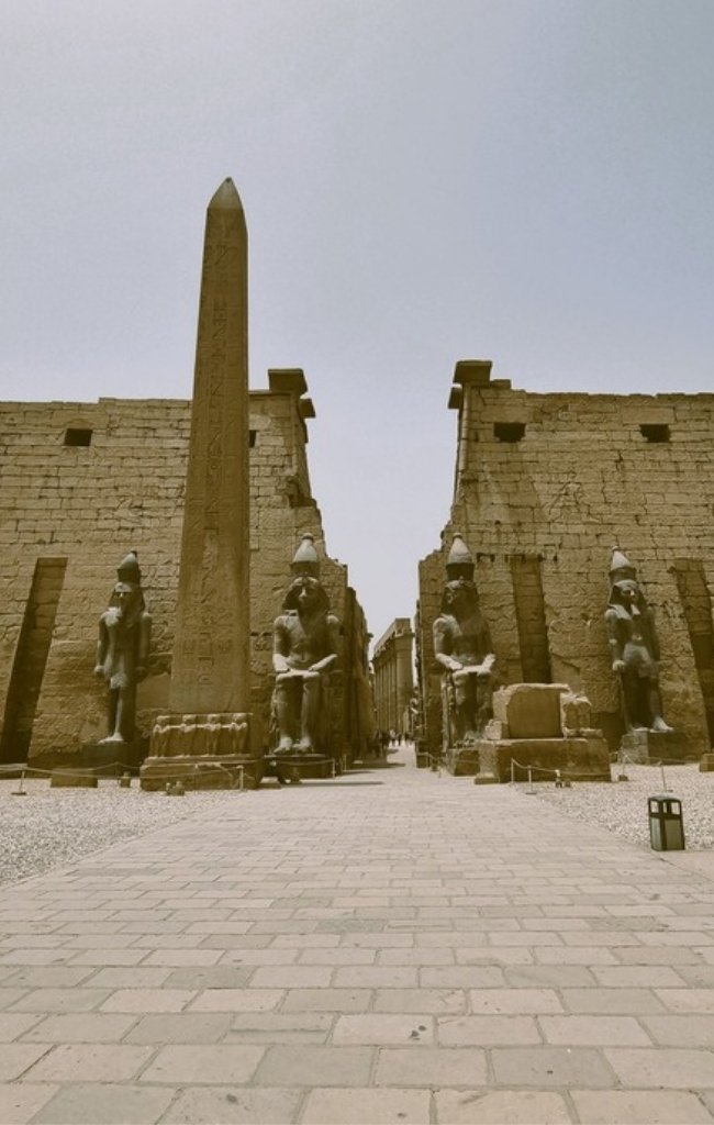 Statues and an obelisk at Luxor Temple