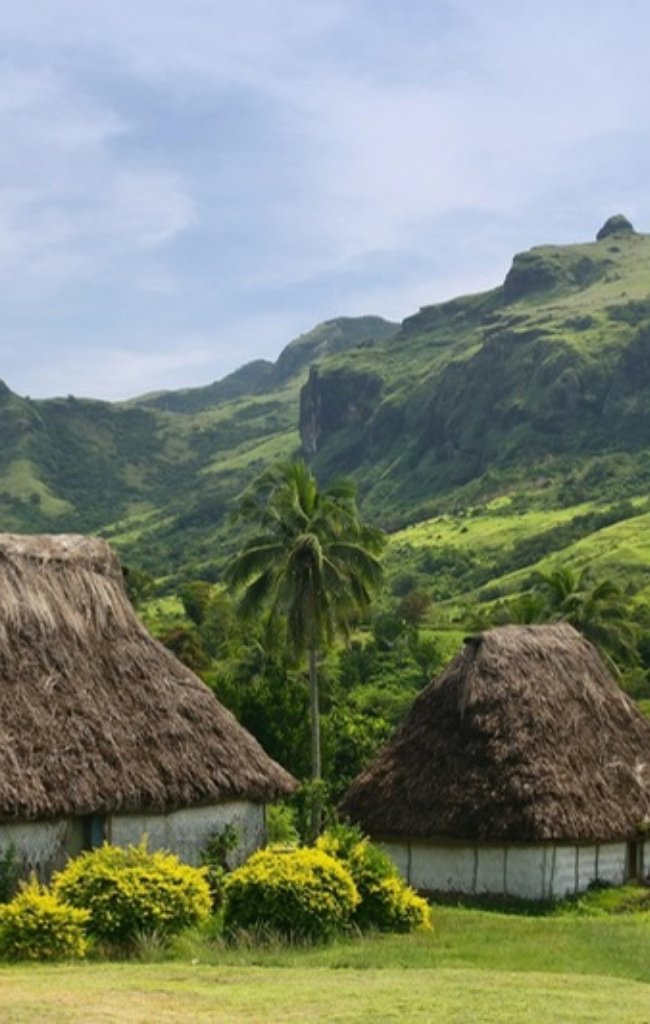 Thatched bure houses in Navala village in the Viti Levu highlands