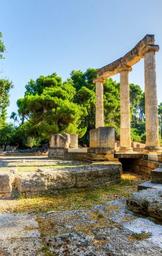 Stone columns of the Philippeion at ancient Olympia