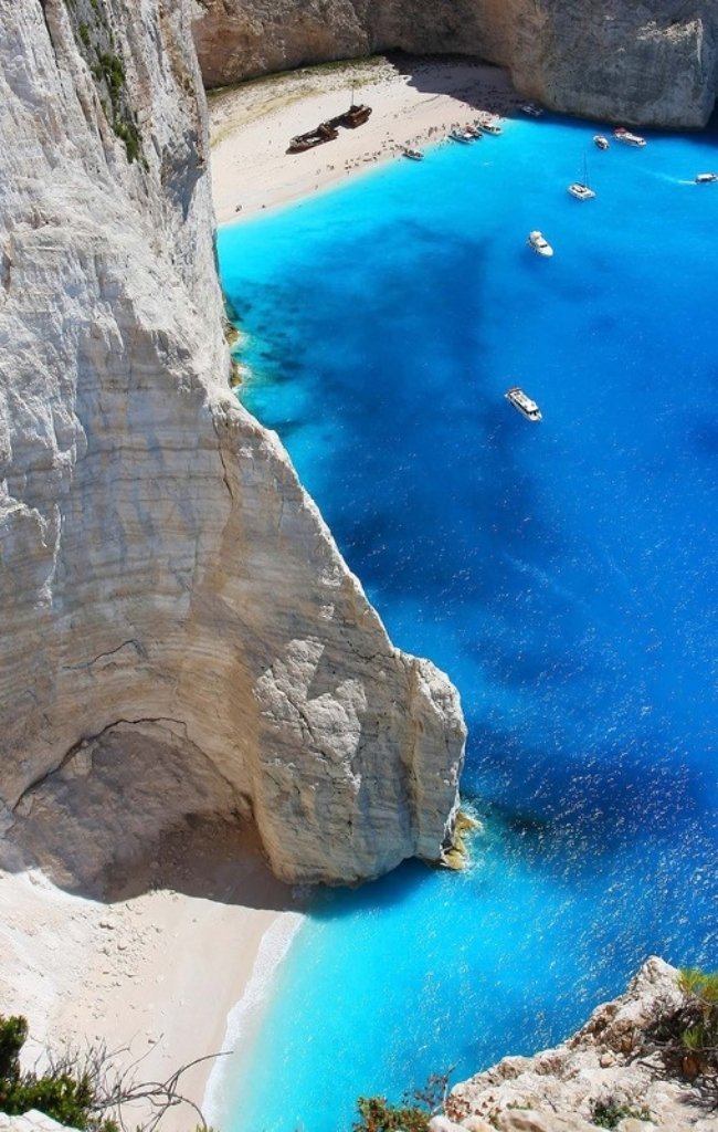 Navagio Beach seen from the cliffs of Zakynthos