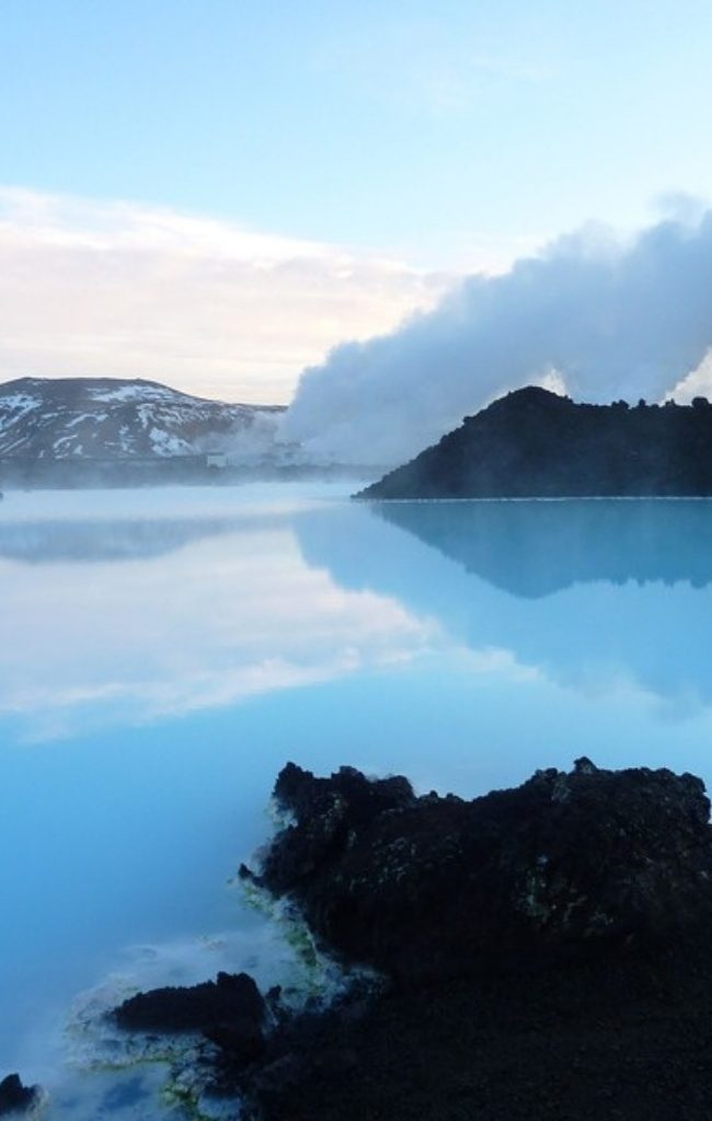 Steaming geothermal water at the Blue Lagoon in Iceland