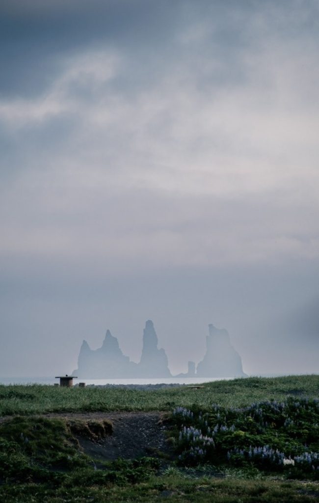 Sea stacks off the black sand beach at Reynisfjara