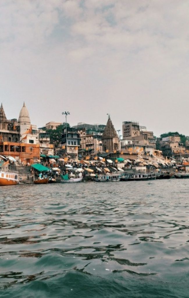 The ghats of Varanasi along the Ganges River