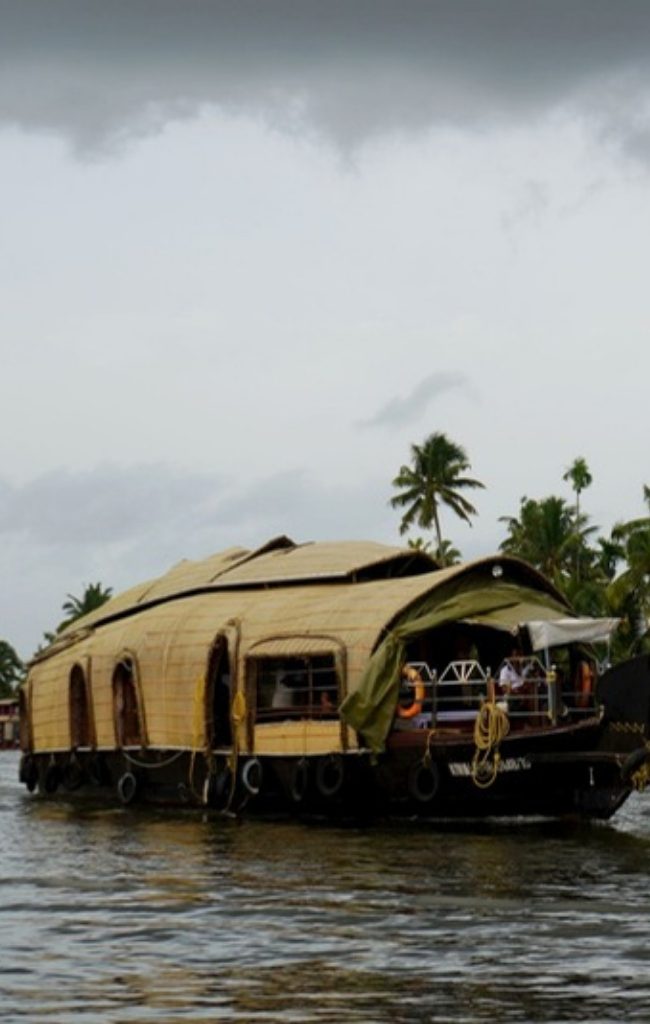 A traditional houseboat on the Kerala backwaters