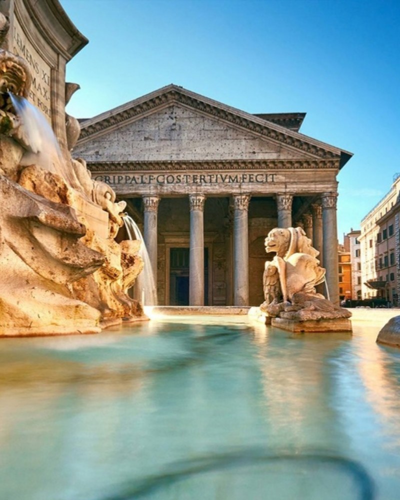 The Pantheon and its fountain in Rome