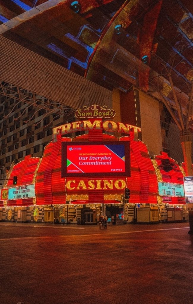 Neon lights under the canopy of Fremont Street in downtown Las Vegas