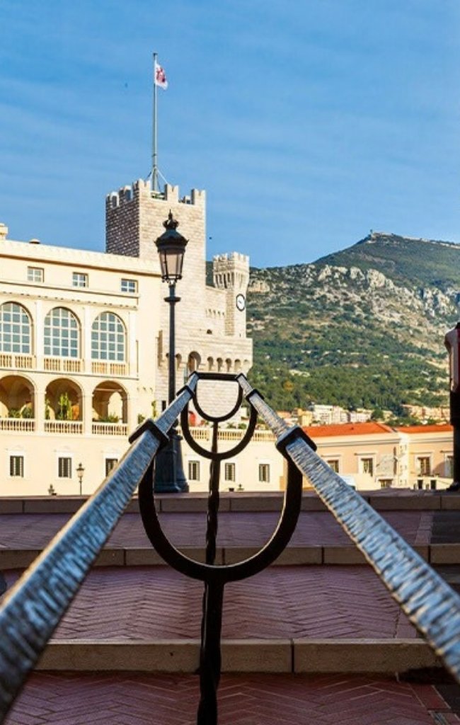 The Princely Palace of Monaco with its flag-topped tower