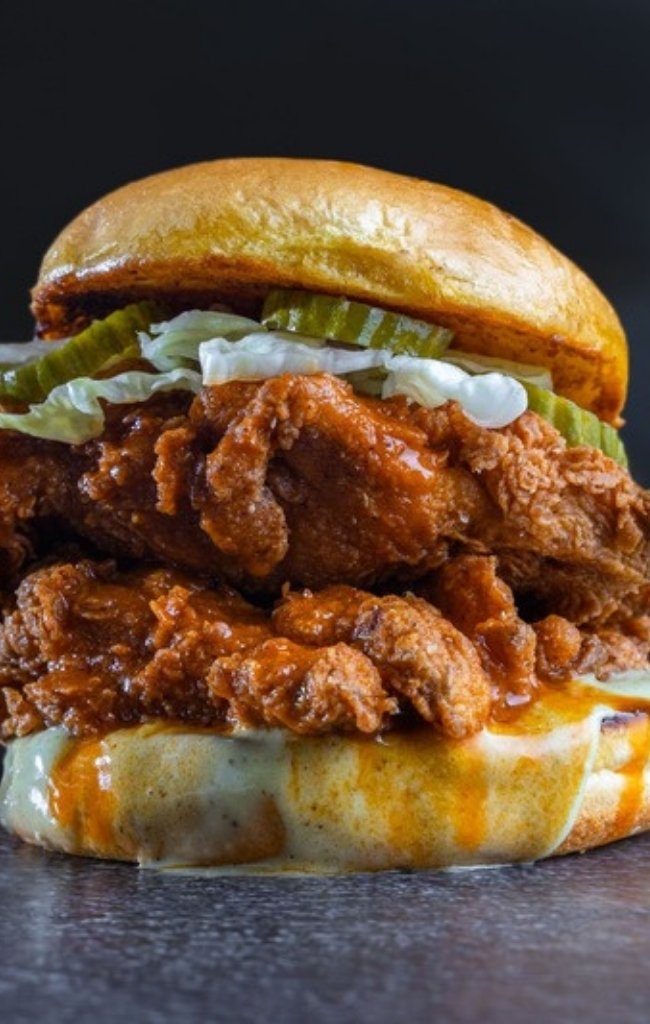 A crispy hot chicken sandwich