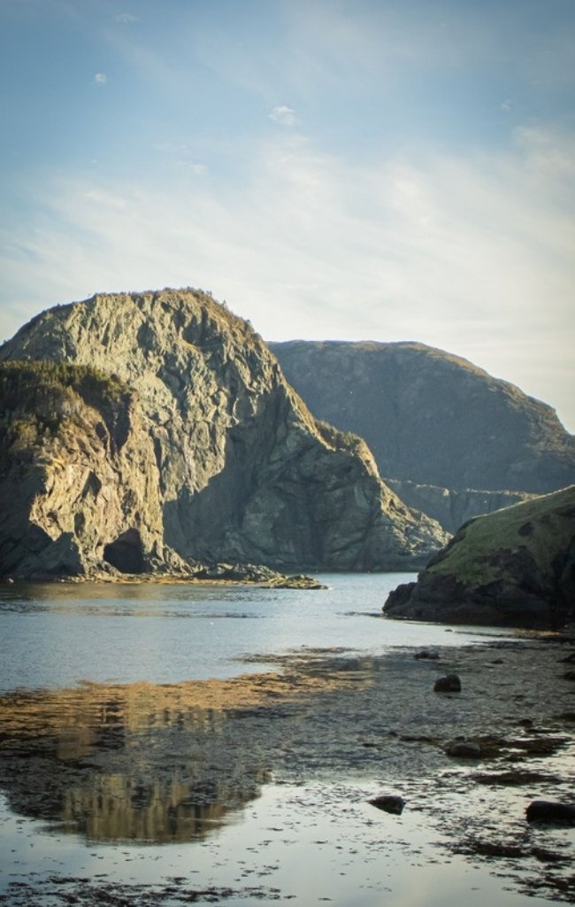 Clear water along the rocky coast of Lark Harbour
