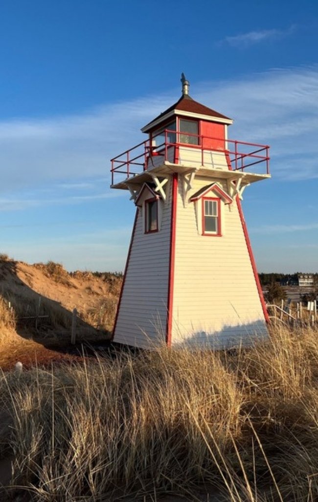 The Covehead Harbour lighthouse among the dunes