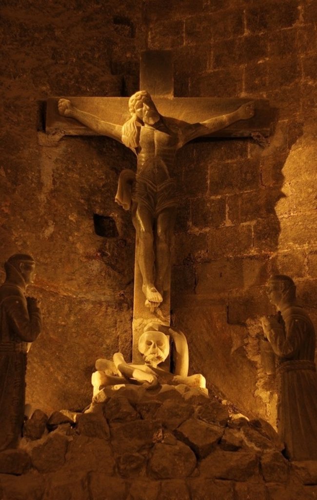 A chapel carved from salt deep inside the Wieliczka Salt Mine