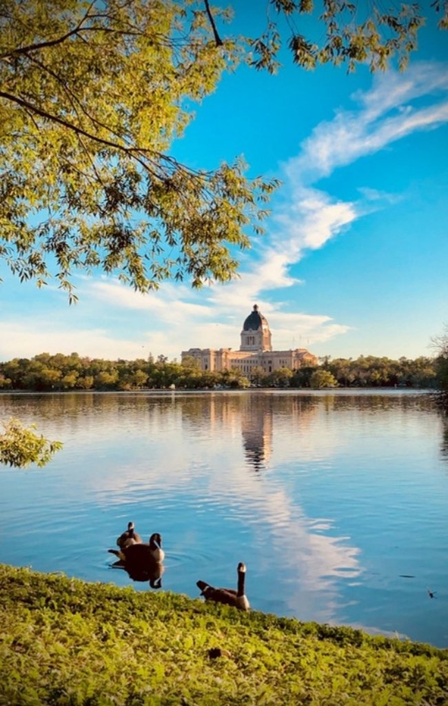 The Saskatchewan Legislative Building reflected in Wascana Lake