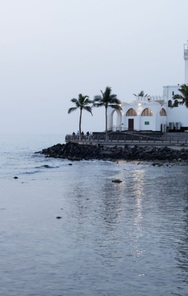 A seaside mosque on the Red Sea coast in Jeddah