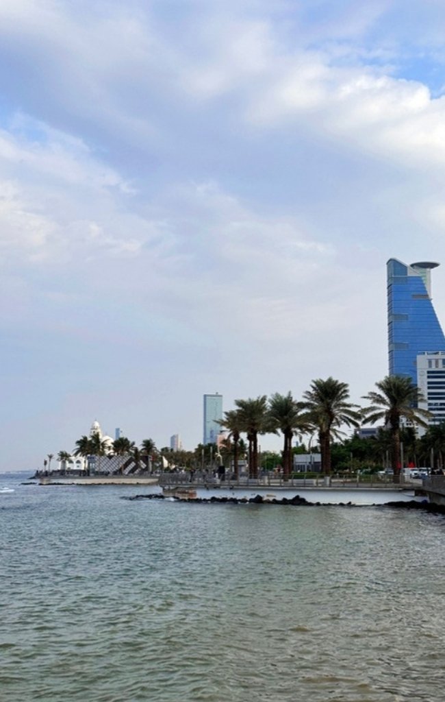 The Jeddah Corniche and skyline along the Red Sea