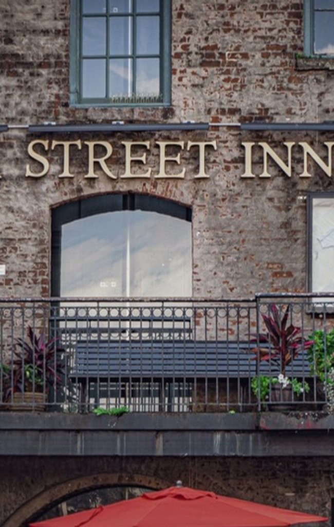 Historic brick cotton warehouses on River Street