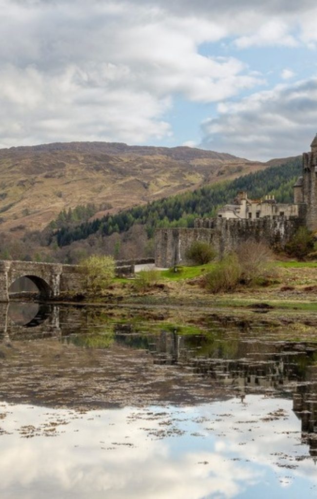 Eilean Donan Castle reflected in the calm water of Loch Duich