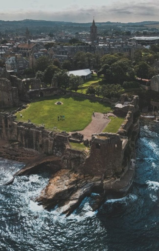 St Andrews Castle above the North Sea in Fife