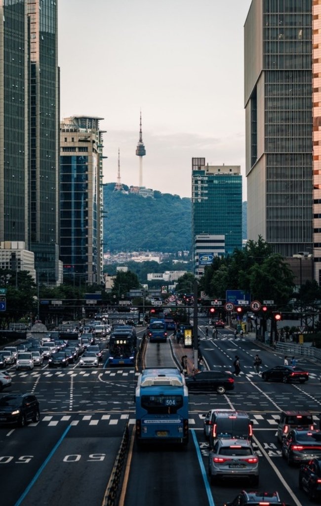 N Seoul Tower above the city at dusk