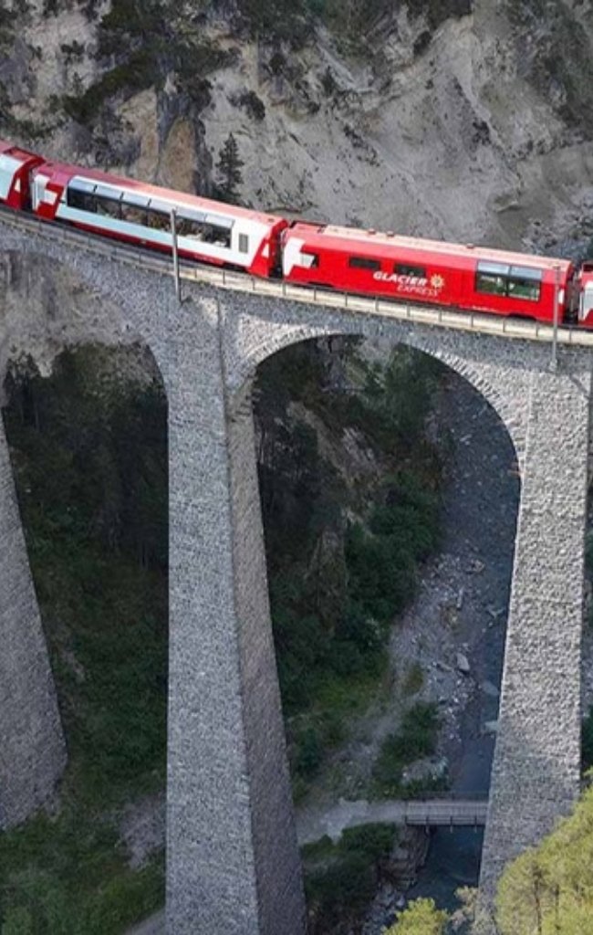The Glacier Express crossing the Landwasser Viaduct
