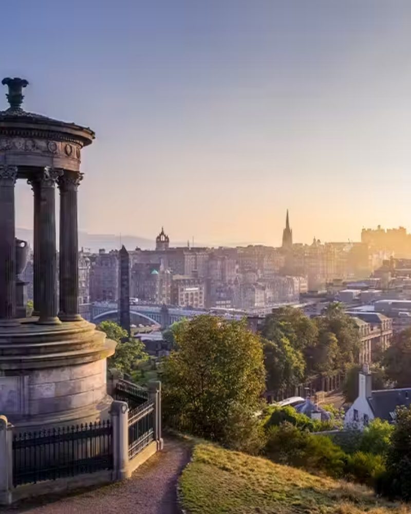 Edinburgh’s skyline at sunrise from Calton Hill