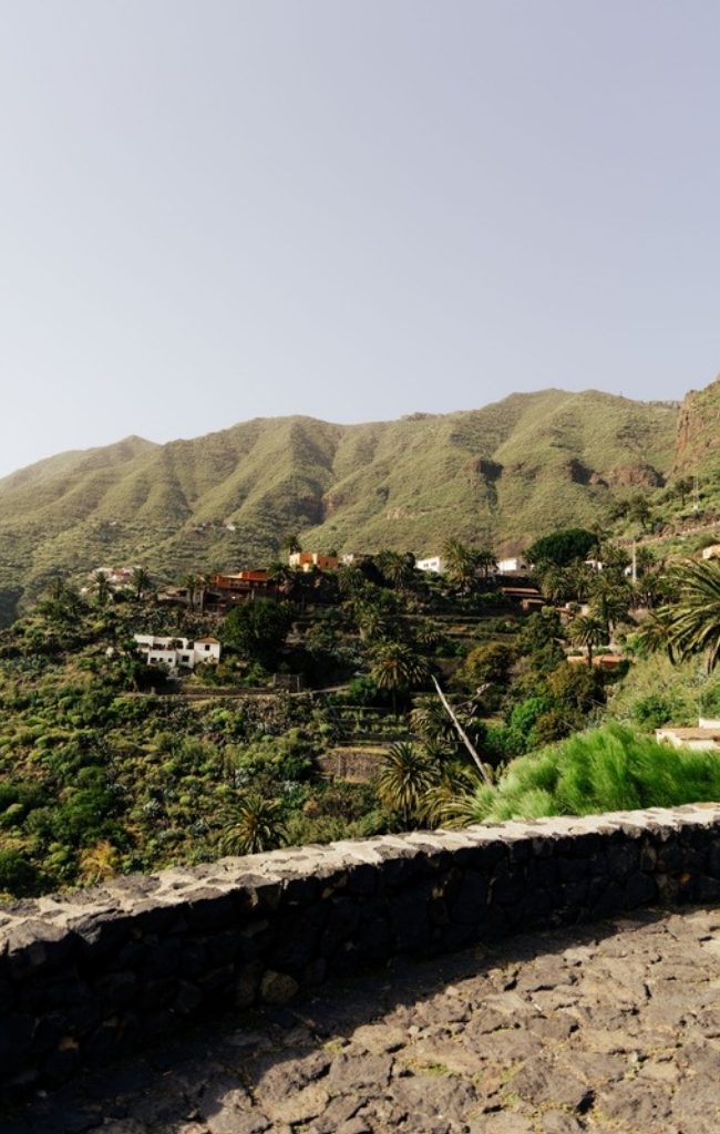 The village of Masca among green mountains