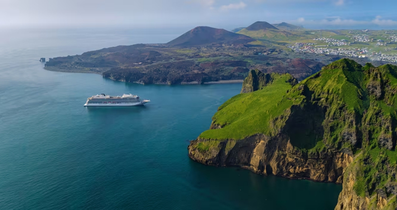 A Viking ocean ship off the coast of Iceland